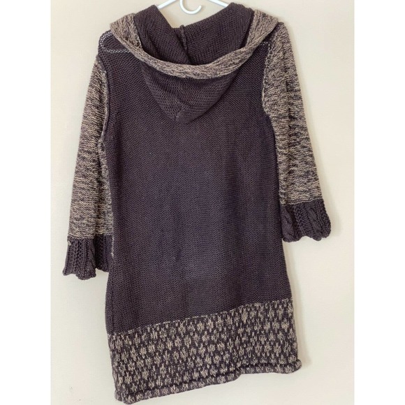 O'NEILL Women’s Long Button Up Cardigan Brown Toned Crochet Size Large - Picture 3 of 4